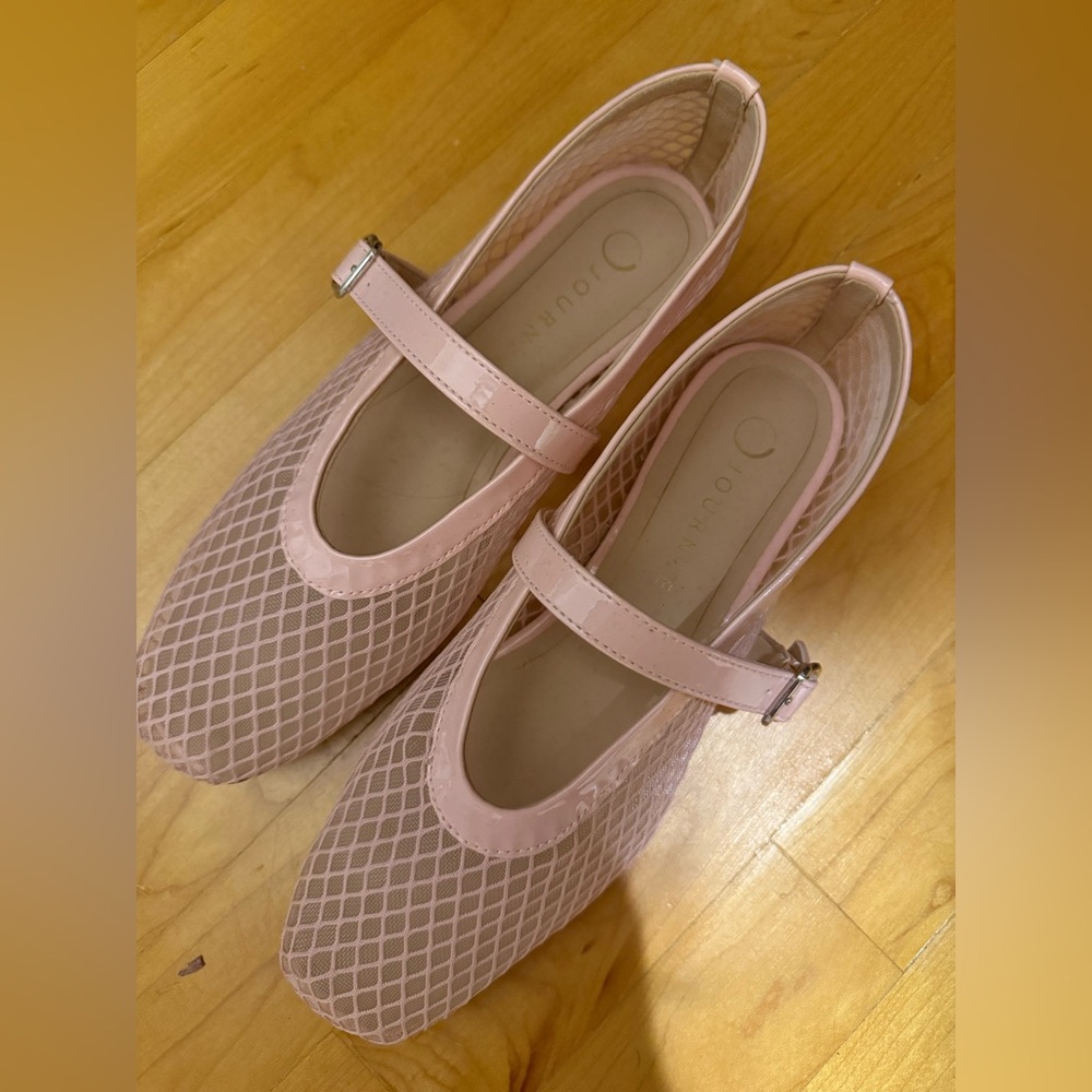 Blush Pink Mary Jane Mesh Flats